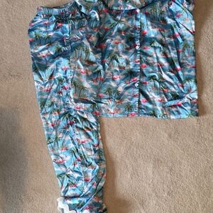NWOT Tropical Flamingo & Palm Tree Womens Pajamas